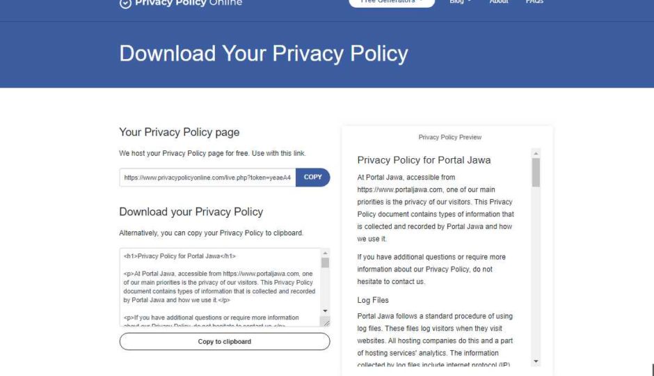 privacy policy untuk wordpress